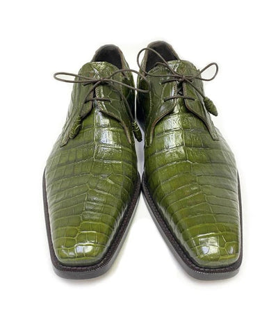 Anderson Crocodile Oxford Olive Shoes