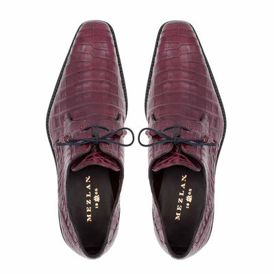 Anderson Burgundy Crocodile Lace-Up by Mezlan