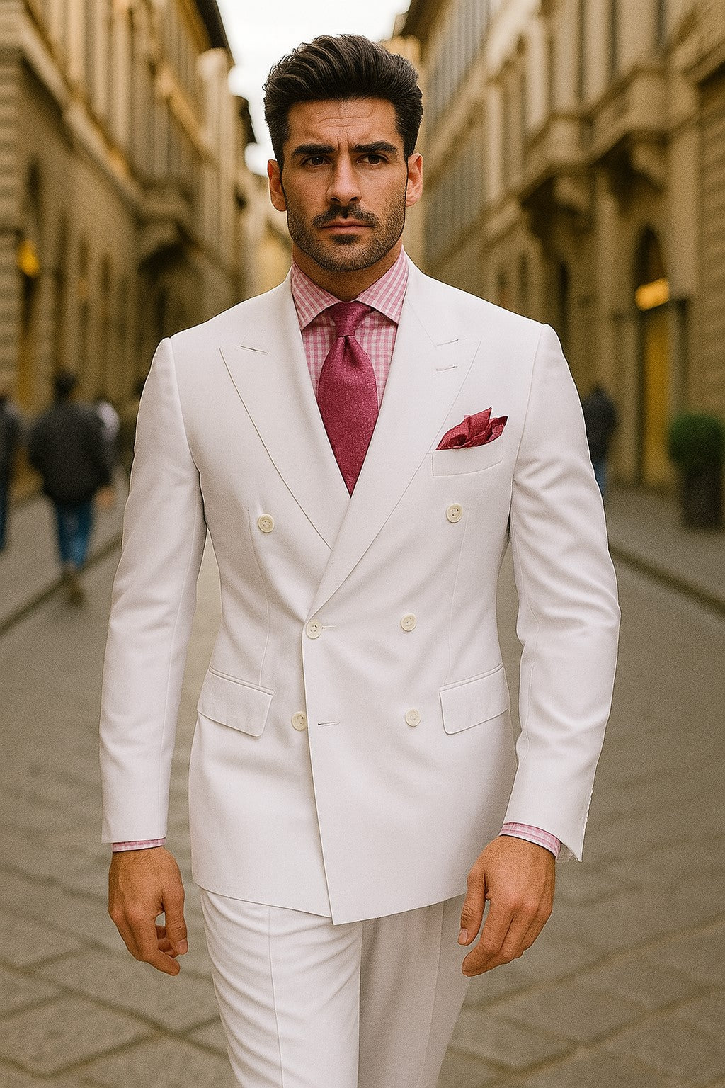 Apollo King Men's 2pc Double Breasted Suit Pleated Pants