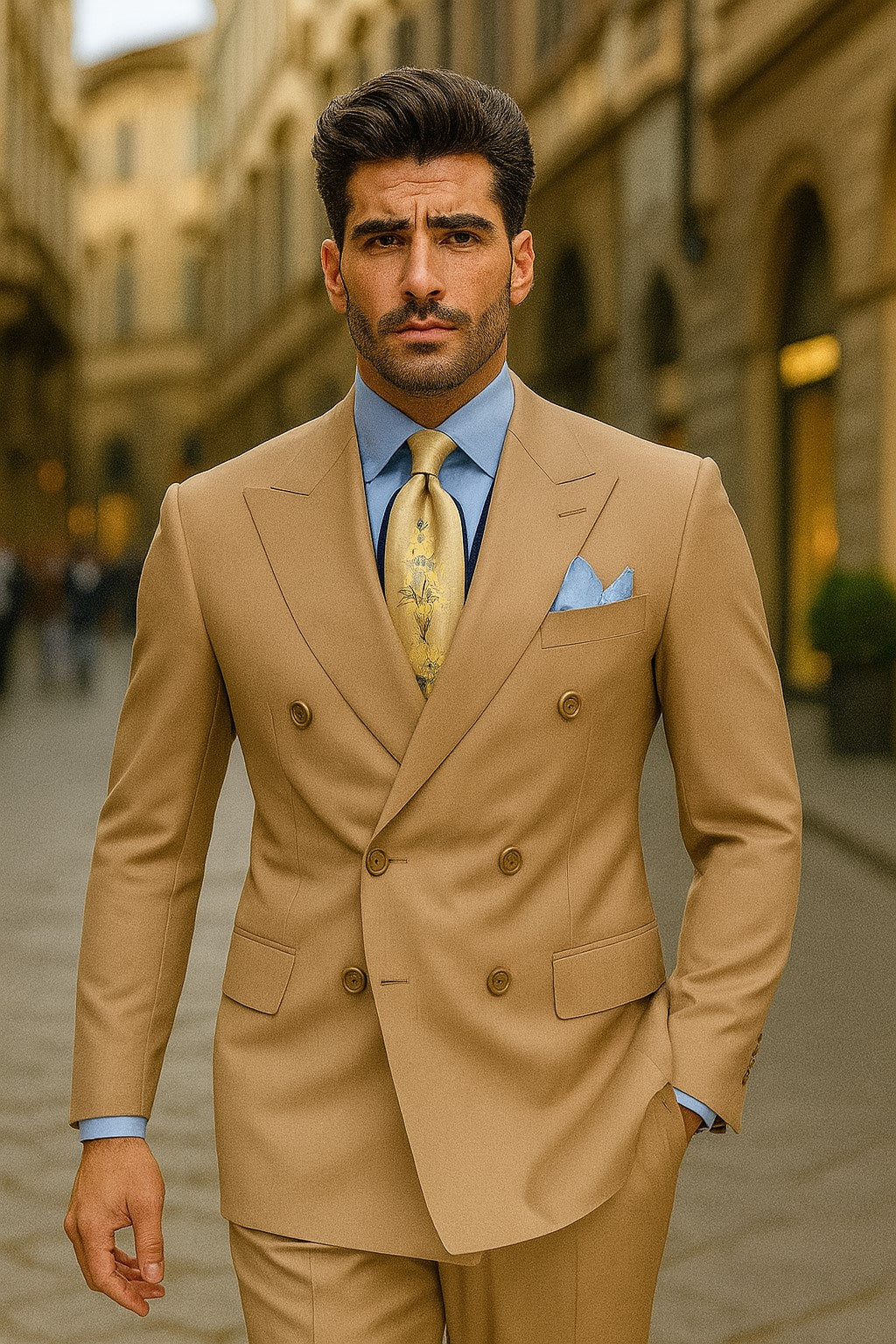 Apollo King Men's 2pc Double Breasted Suit Pleated Pants