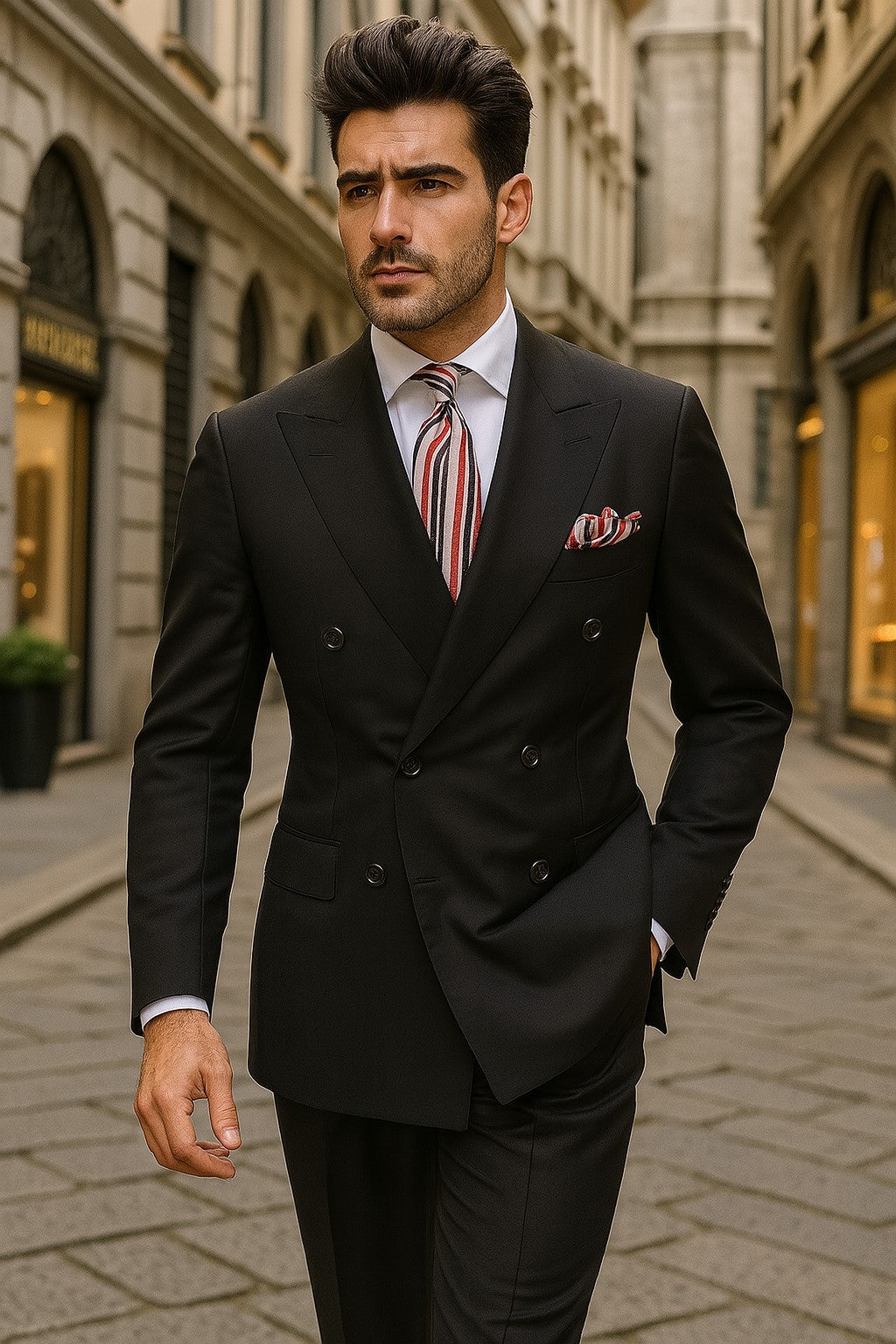 Apollo King Men's 2pc Double Breasted Suit Pleated Pants