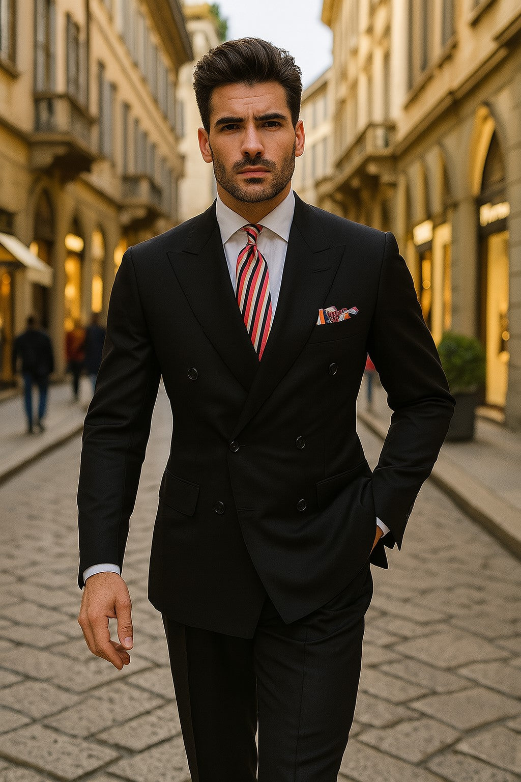 Apollo King Men's 2pc Double Breasted Suit Pleated Pants