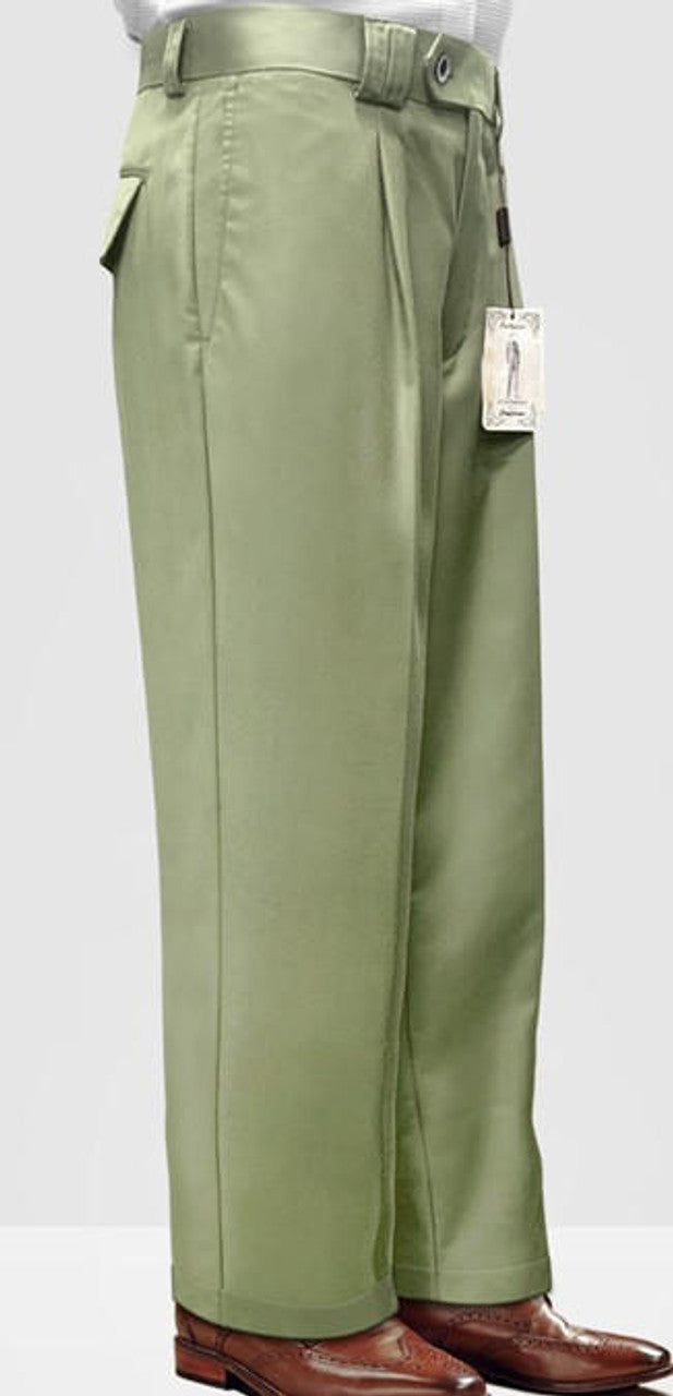 Apple Green Wool Wide Leg Pants for Men