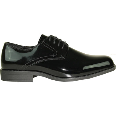 Bravo Mens Classic Formal Shiny Patent Tuxedo Shoe in Black
