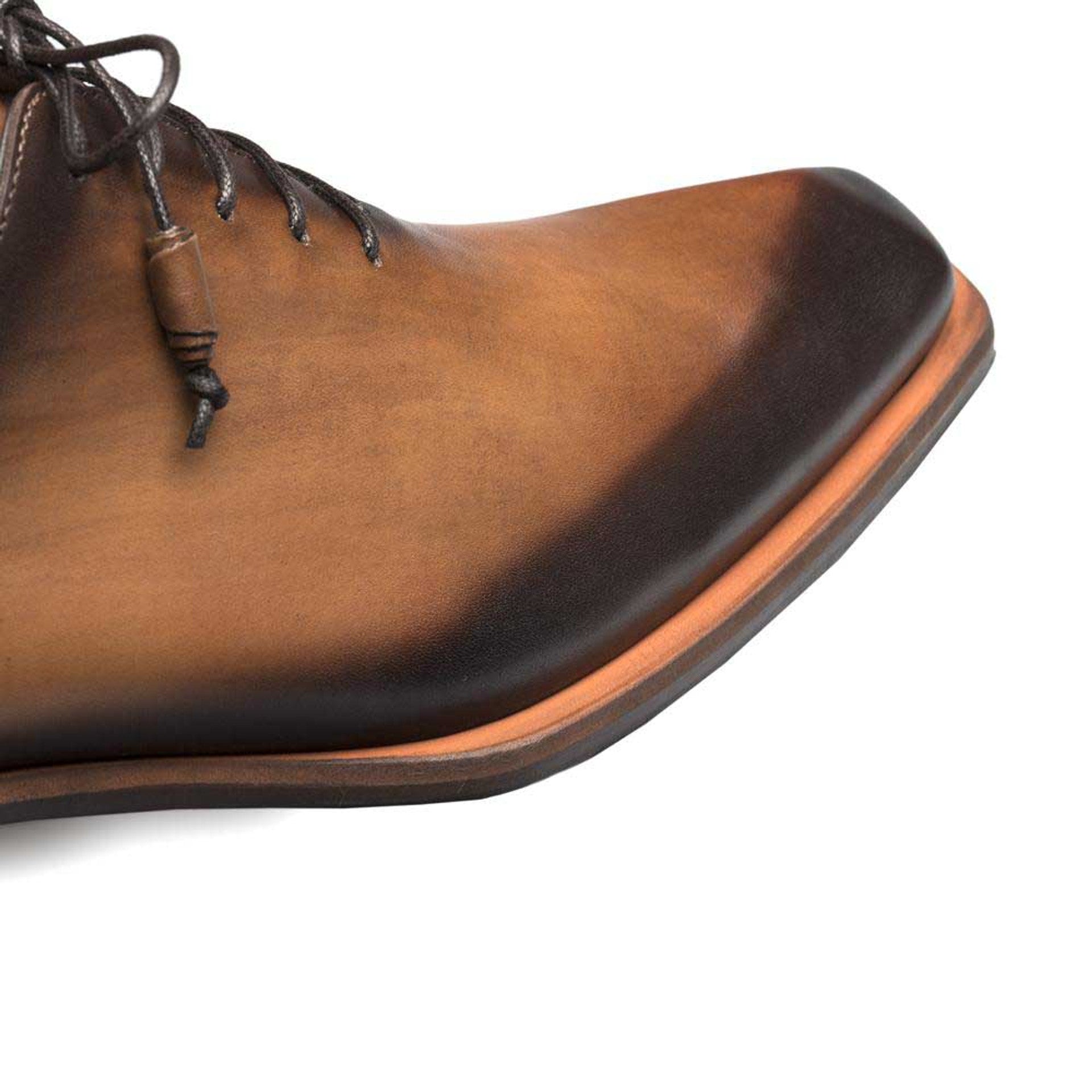Cognac Asymmetric Plain Toe Oxford by Mezlan