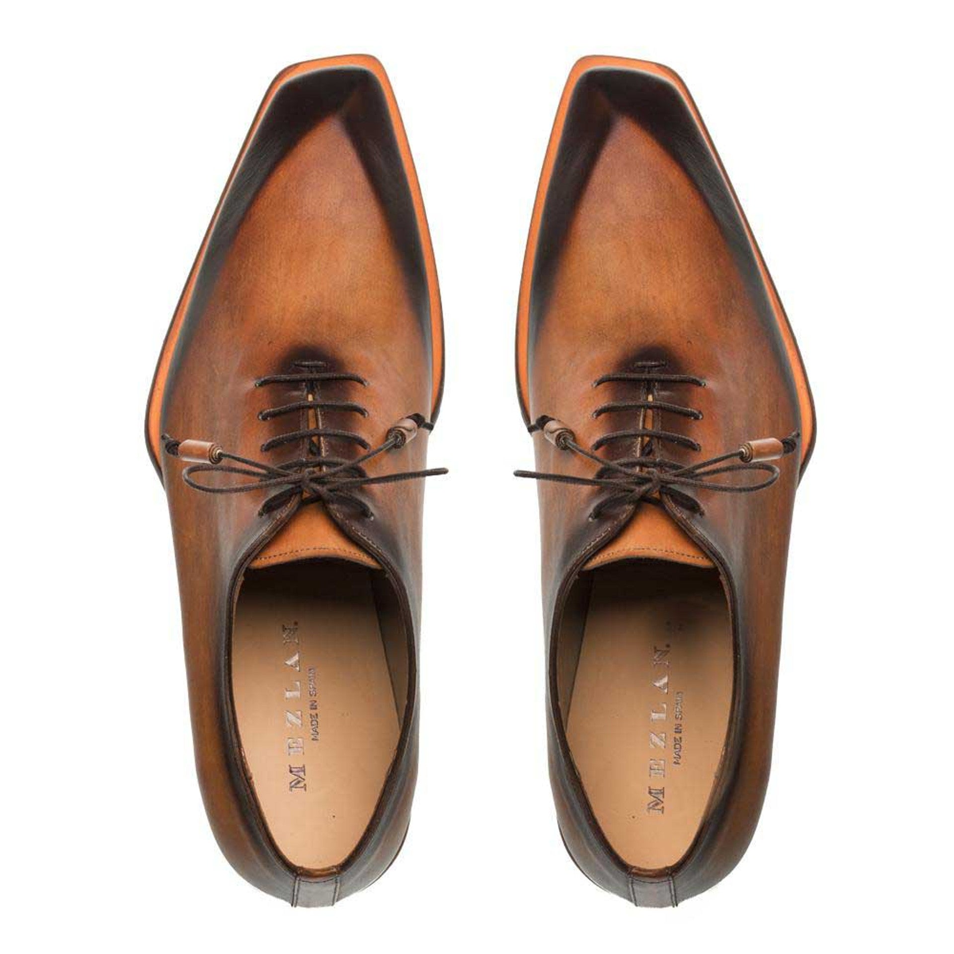 Cognac Asymmetric Plain Toe Oxford by Mezlan