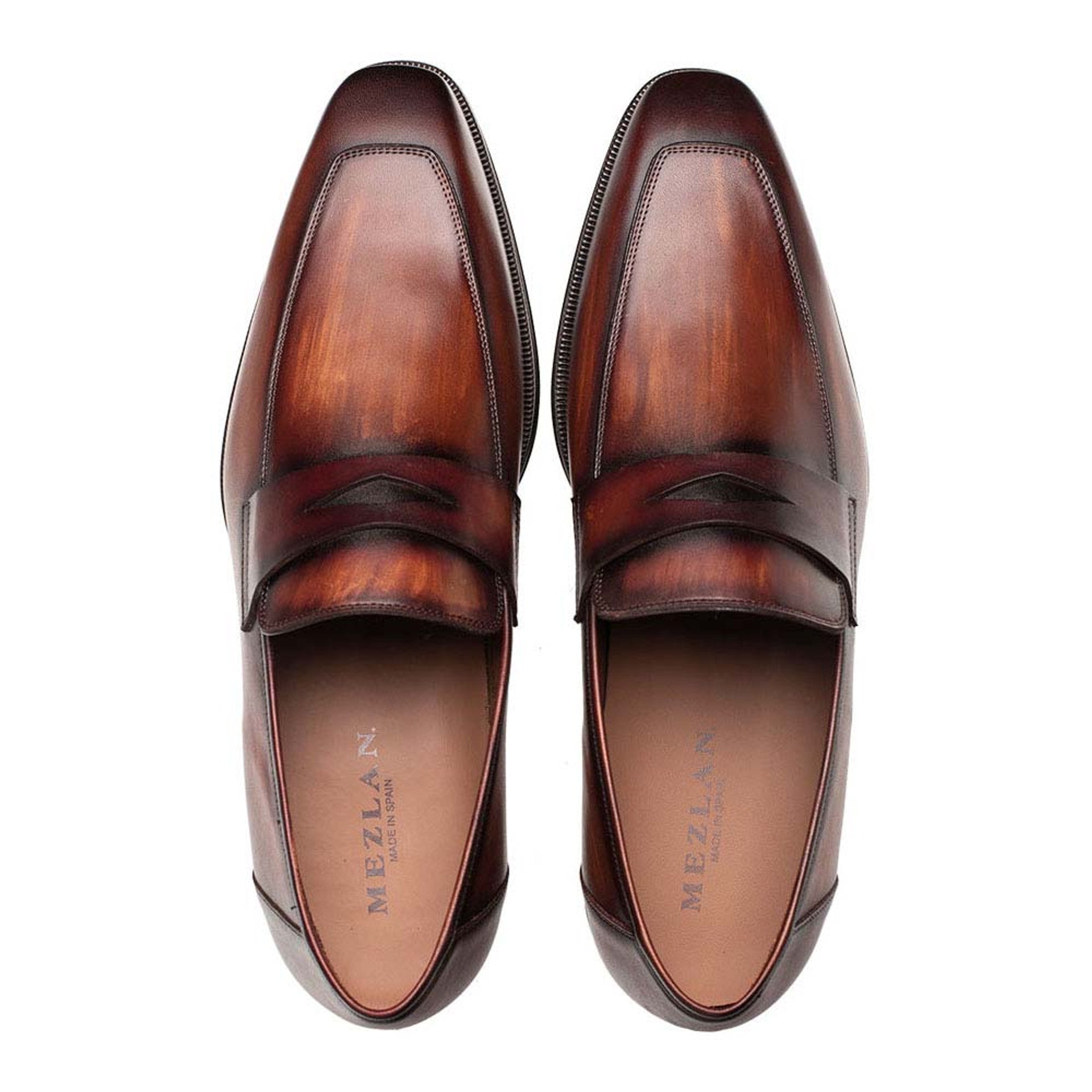 Avenue Rubber Sole Penny Cognac/Rust MenŸ??s Loafer Shoes By Mezlan Made In Spain Brand