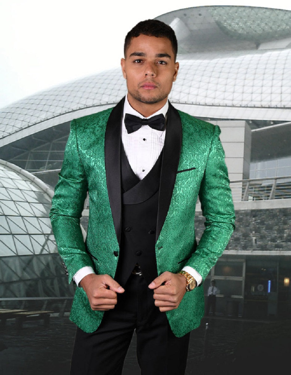 Emerald Green Paisley Shawl Lapel Tuxedo for Men