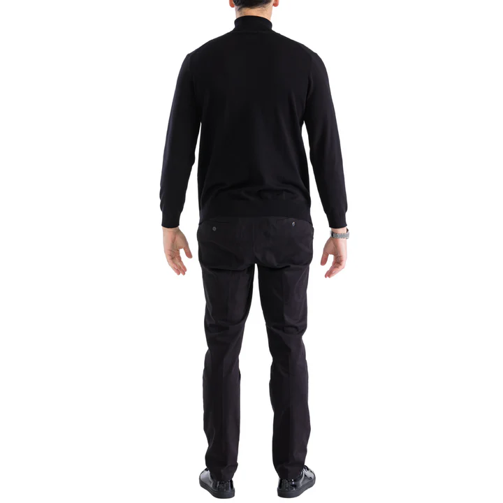 Men's Black Pullover Turtleneck Sweater