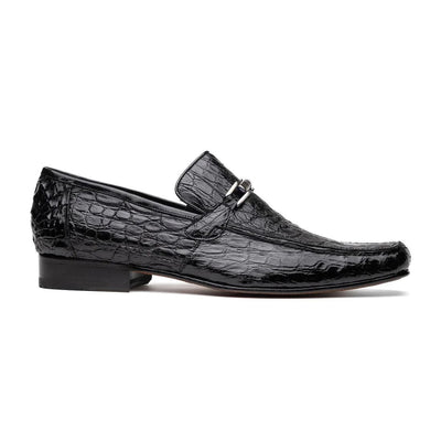 Marco Di Milano Black Crocodile Horsebit Loafers