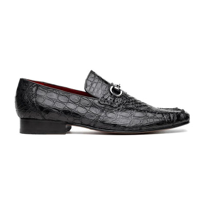 Landro Black Crocodile Horsebit Loafers