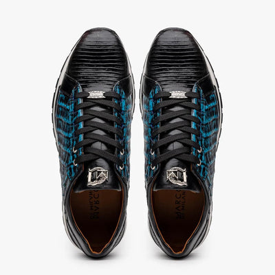Marco Di Milano Blue & Black Exotic Lizard Sneakers