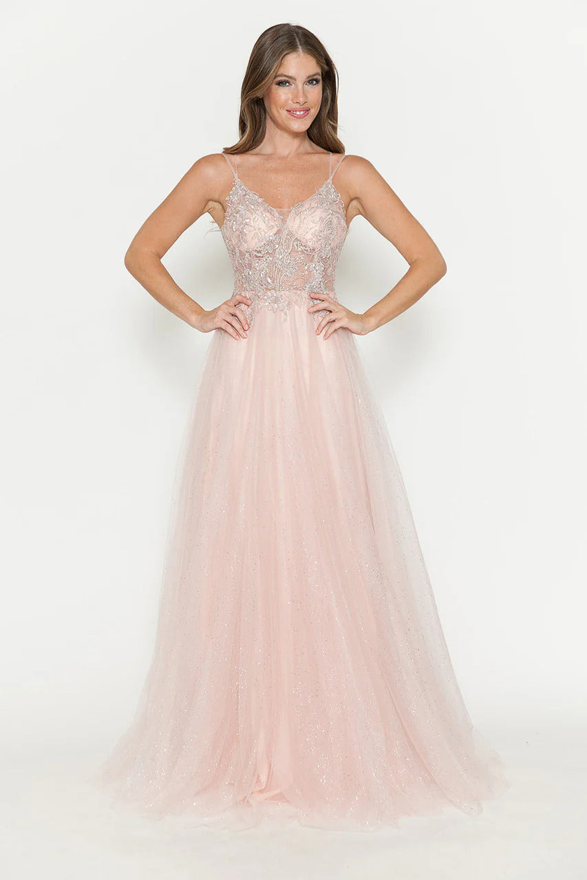 Evening Dress V-Neck Beaded Sequin A-Line Formal Gown By Lenovia 8183