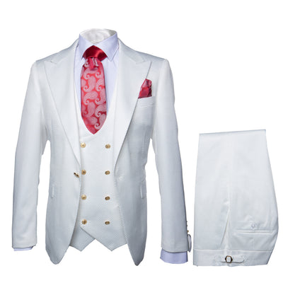 Rossi Man White Slim Fit 3-Piece Suit