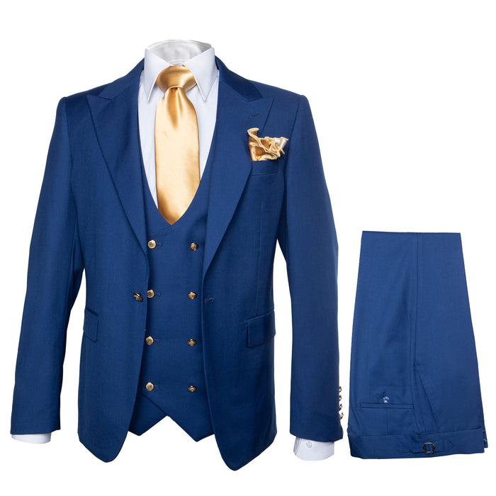 ROSSI MAN Slim Fit Royal Blue 3 Piece Suit