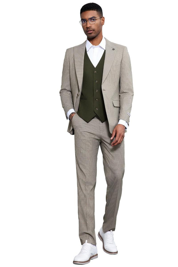 Stacy Adams Sage Micro Check Vested Suit