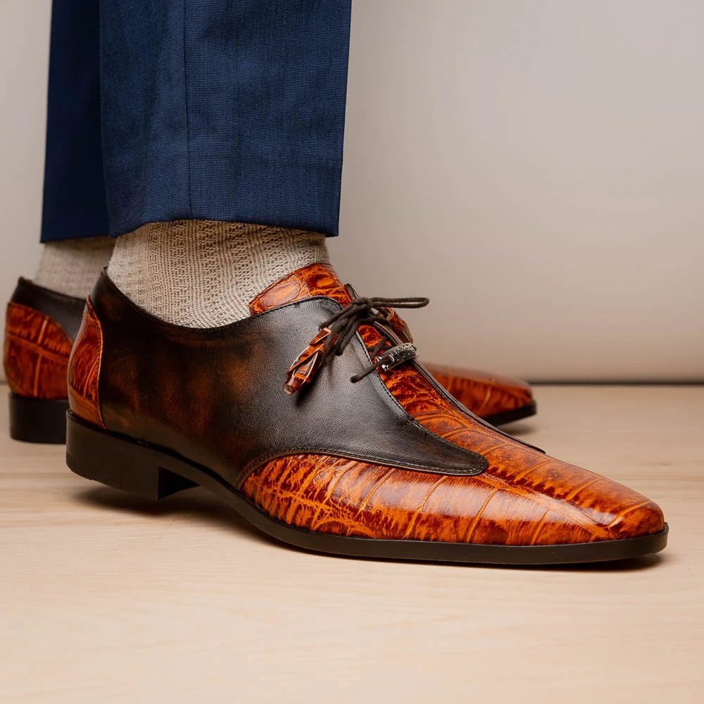 Marco Di Milano Alligator & Calfskin Brandy Oxfords