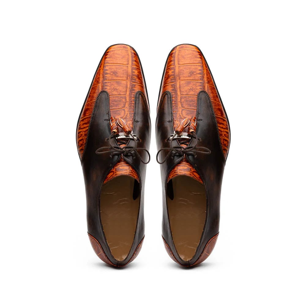 Marco Di Milano Alligator & Calfskin Brandy Oxfords