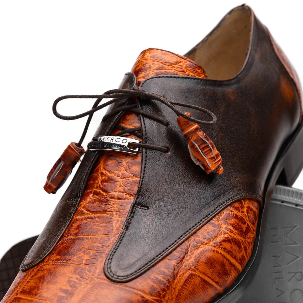Marco Di Milano Alligator & Calfskin Brandy Oxfords