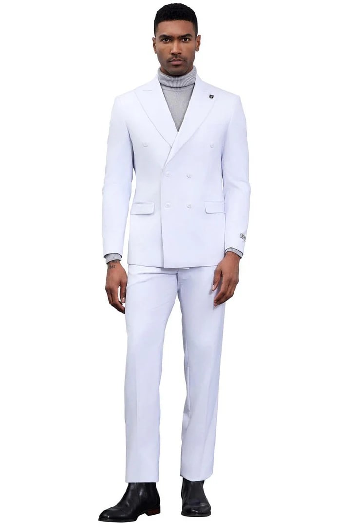 Stacy Adams Men's Classic White Wedding Suit