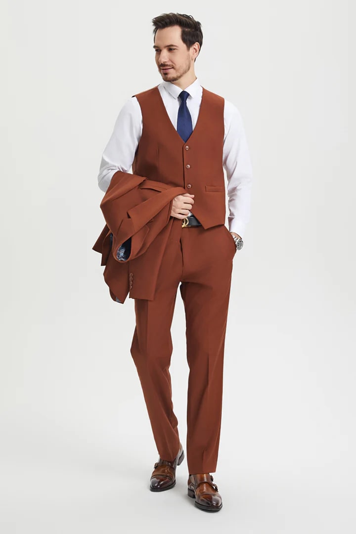 Brown Wedding Suit - Classic Tuxedo Jacket & Pants