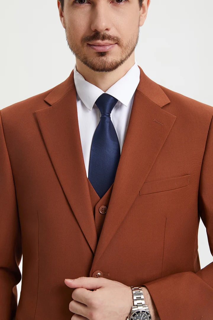 Brown Wedding Suit - Classic Tuxedo Jacket & Pants