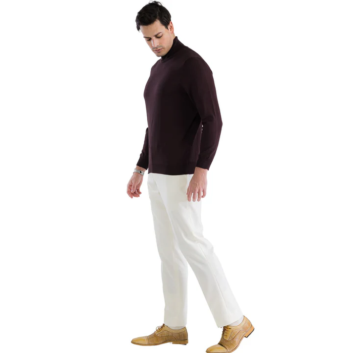 Brown Pullover Turtleneck Sweater for Men