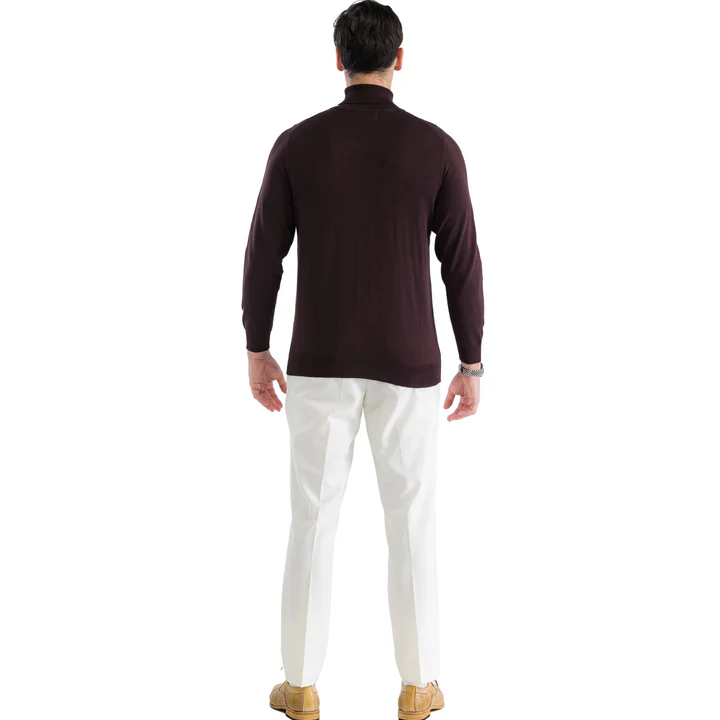Brown Pullover Turtleneck Sweater for Men