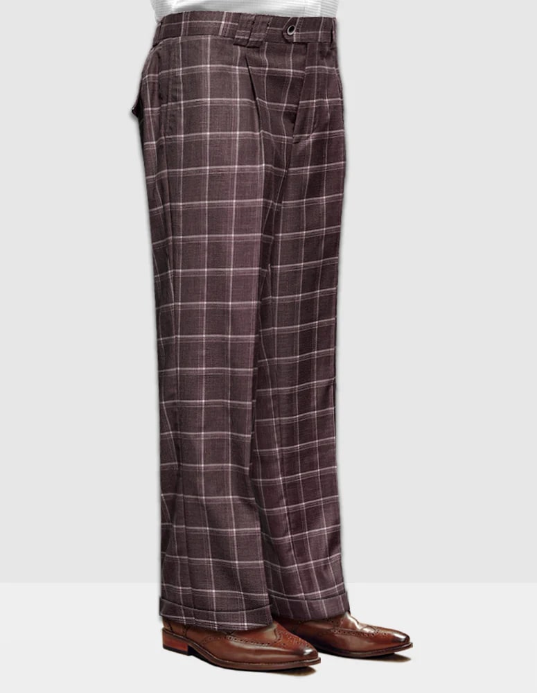 Wide Leg Plaid Pants Brown by Statement Clothing