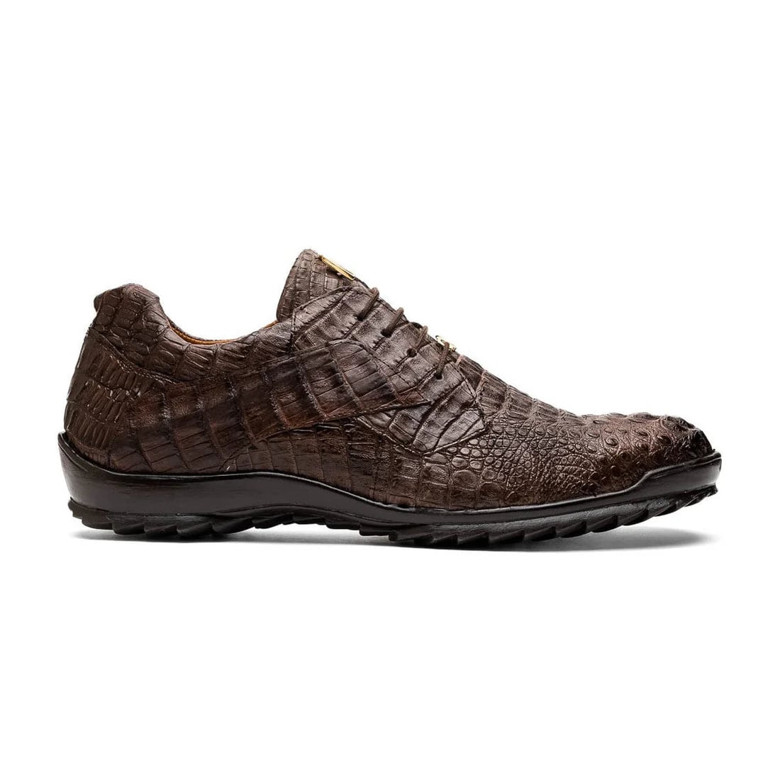 Kratos Brown Caiman Crocodile Sport Sneakers