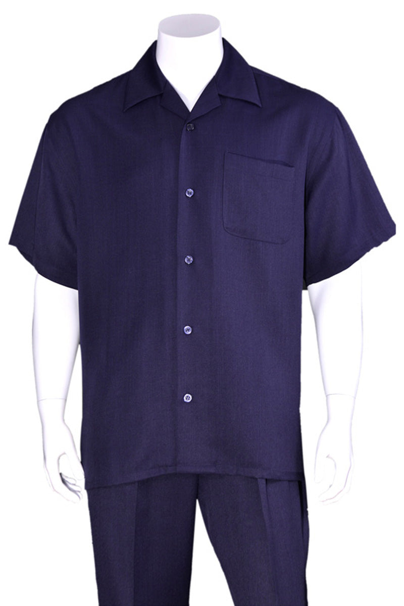 Navy Short Sleeve Summer Walking Suit