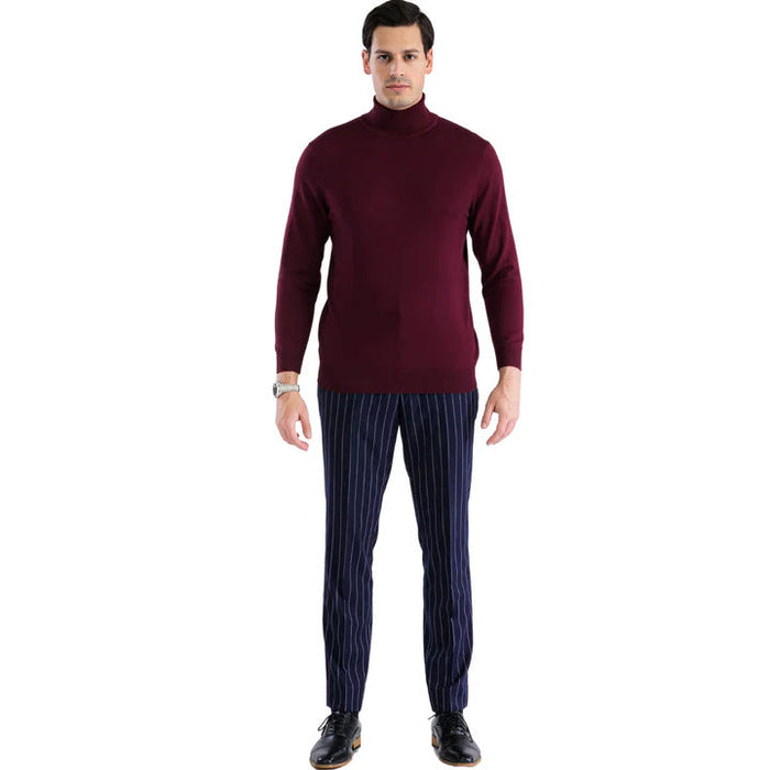 Men's Burgundy Pullover Turtleneck Sweater