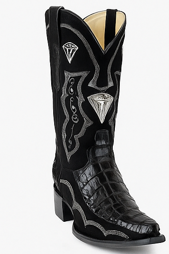 Men's Bota Imitacion Coco Panza Negro Mexican Cowboy Boot For Men