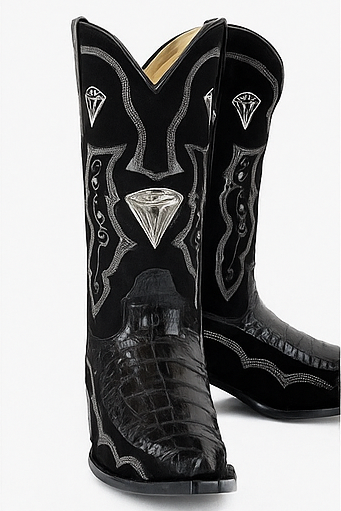Men's Bota Imitacion Coco Panza Negro Mexican Cowboy Boot For Men