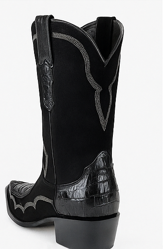 Men's Bota Imitacion Coco Panza Negro Mexican Cowboy Boot For Men