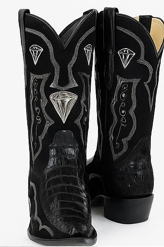 Men's Bota Imitacion Coco Panza Negro Mexican Cowboy Boot For Men
