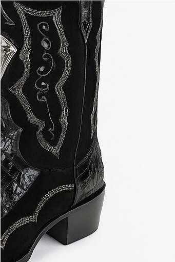 Men's Bota Imitacion Coco Panza Negro Mexican Cowboy Boot For Men