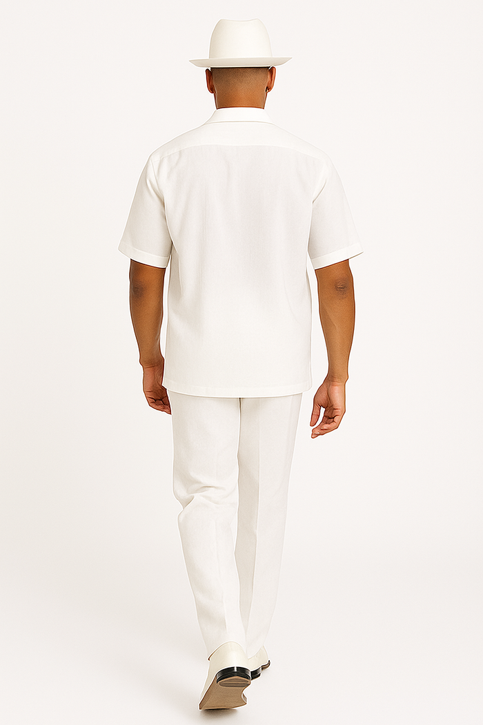 Mens Linen Walking Suit - "White" Summer Outfit - Mens Linen Suit