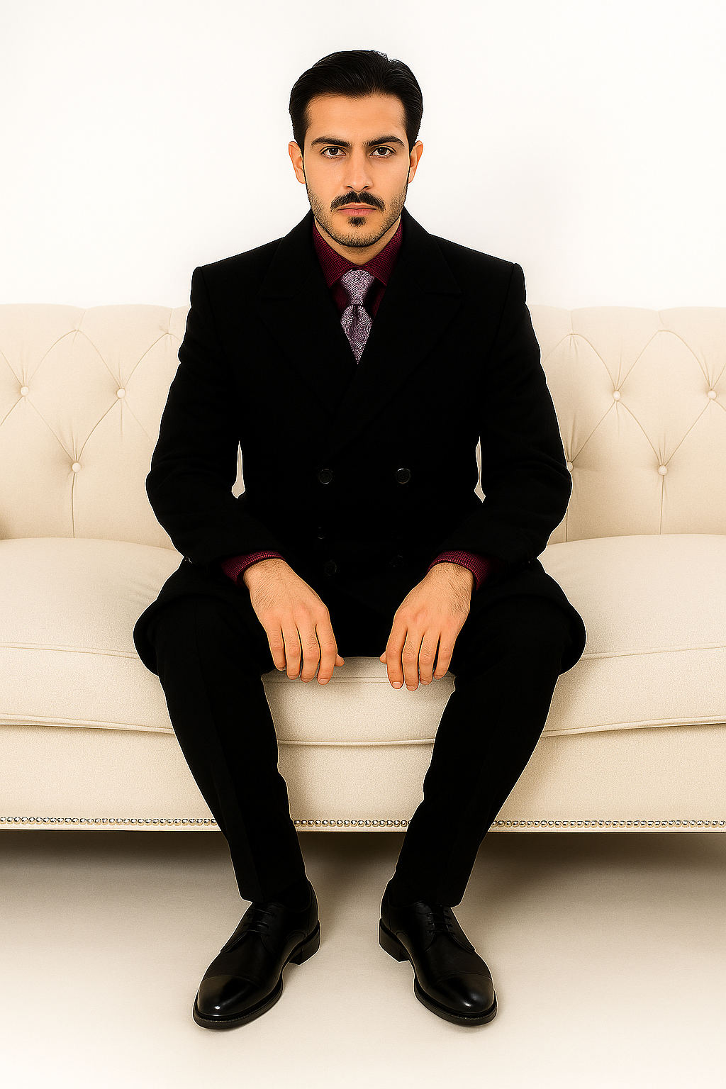 Apollo King Men's Full Length Top Coat Banded Wrists