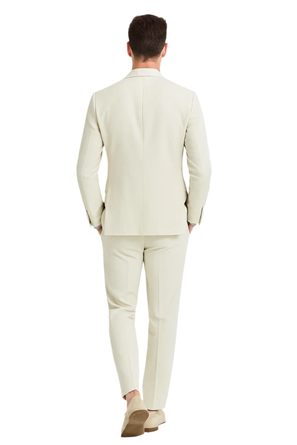 Ivory Double Breasted Linen Suit - Cream Color Summer Suit