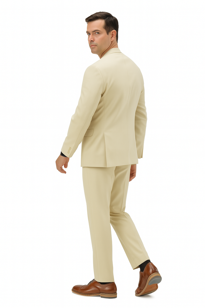 Two Piece Linen Suit Hybrid Fit No Collar