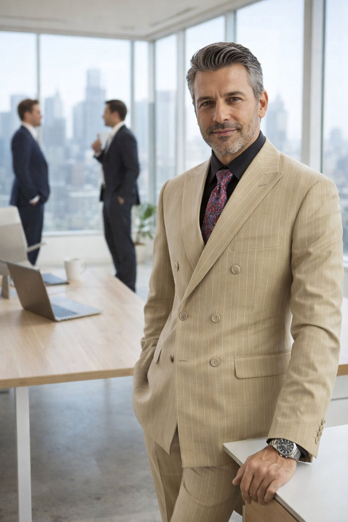 Banker Collection Camel Double Breasted Suit