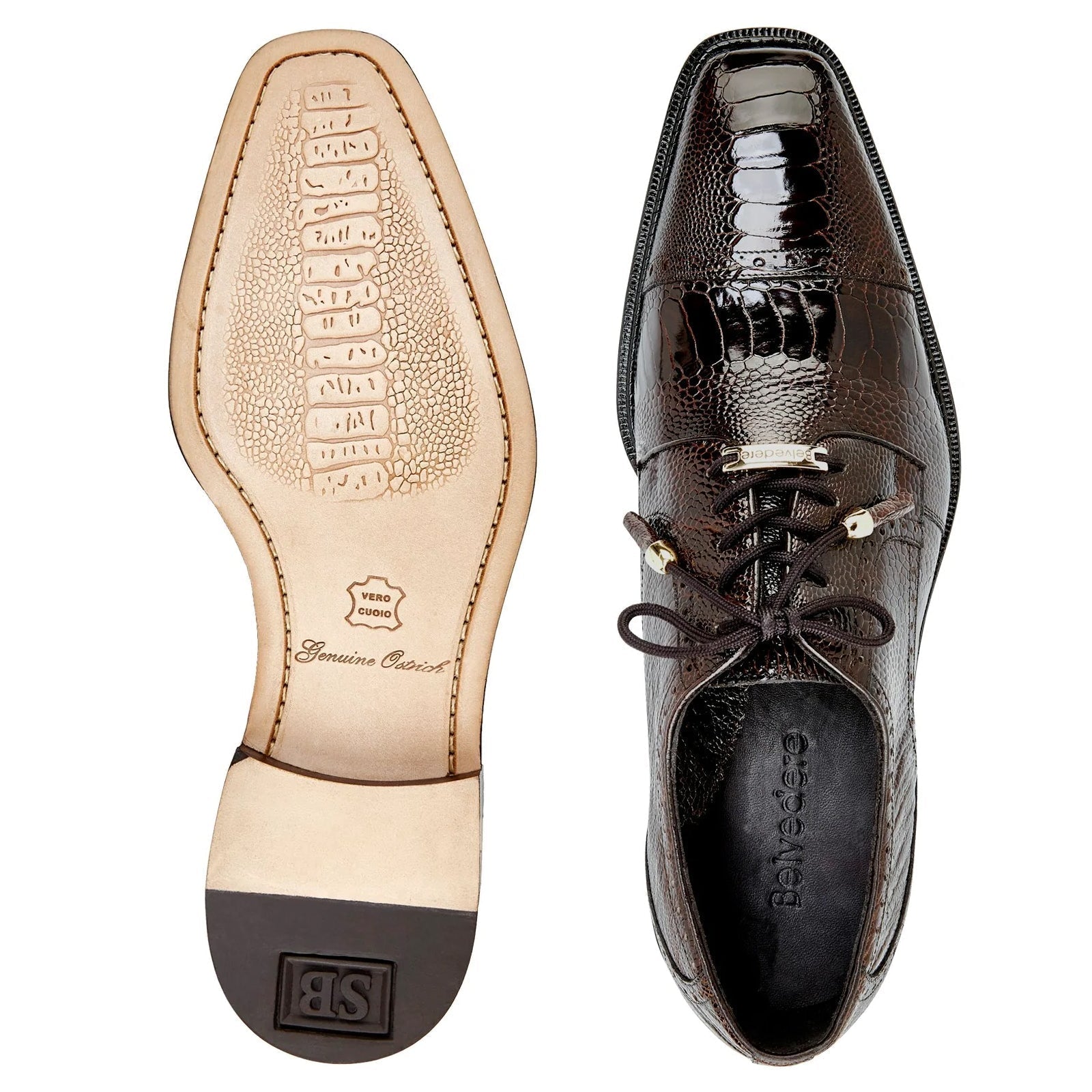 Belvedere Batta Cap Toe Ostrich Dress Shoe