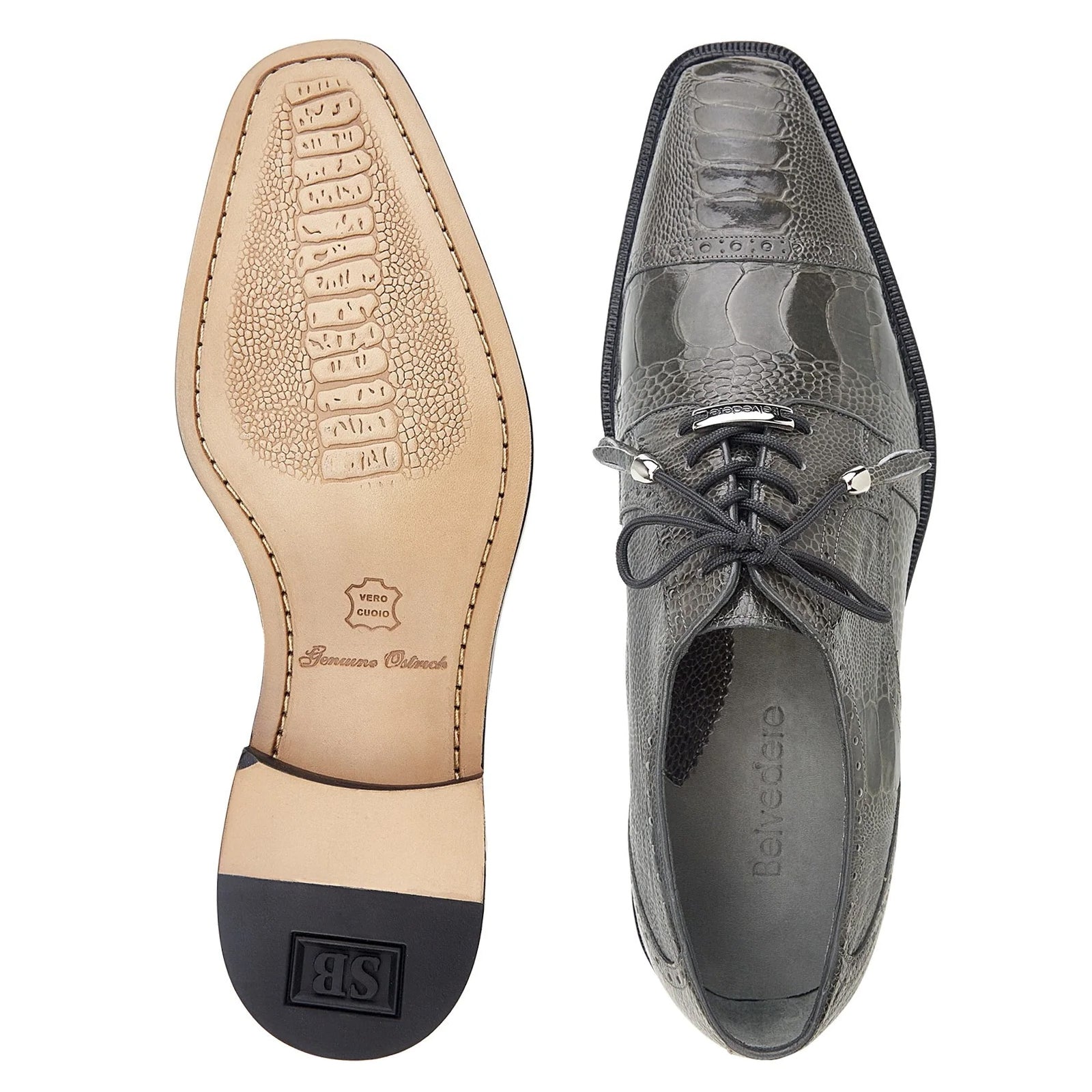 Belvedere Batta Cap Toe Ostrich Dress Shoe