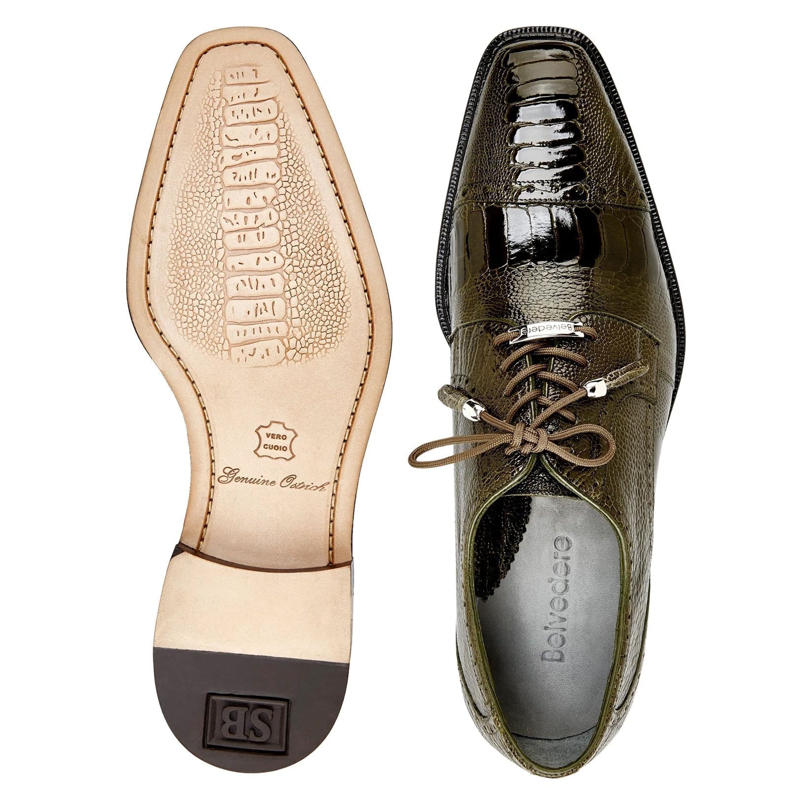 Belvedere Batta Ostrich Cap Toe Dress Shoe