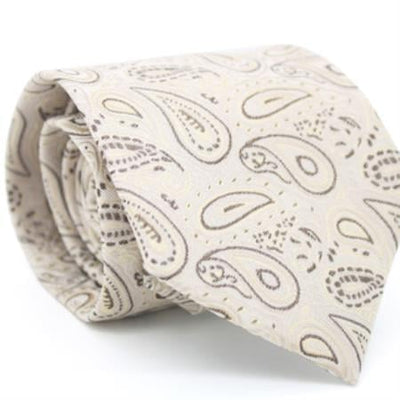 Slim Beige Classic P A I S L E Y Necktie with Matching Handkerchief - Tie Set - Men's Neck Ties - Mens Dress Tie - Trendy Mens Ties