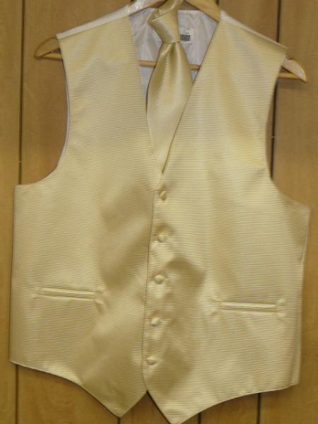 Beige GroomsmenDress Tuxedo Wedding Vest ~ Waistcoat ~ Waist coat & Tie set Buy 10 of same color Tie For $25 Each - Men's Neck Ties - Mens Dress Tie - Trendy Mens Ties