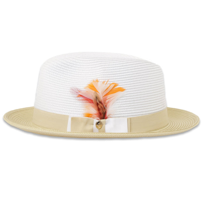 Tapa Two-Tone Beige and White Fedora – Men’s Crushable Straw Dress Hat