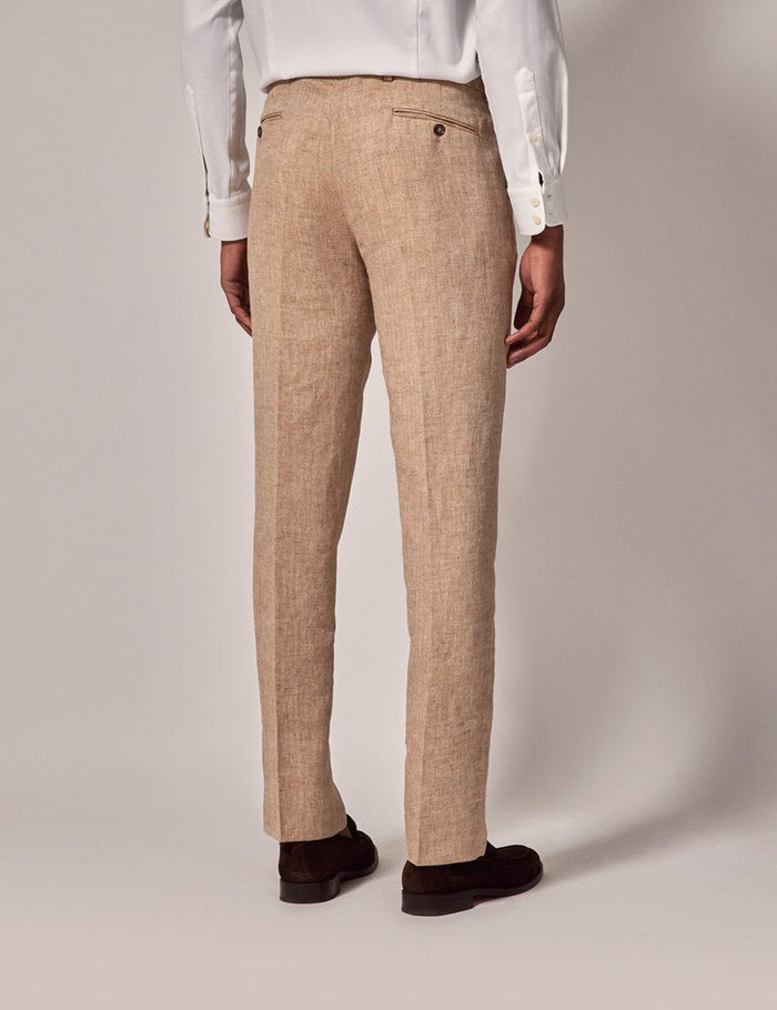 Men's Summer Linen Suit in Beige Herringbone