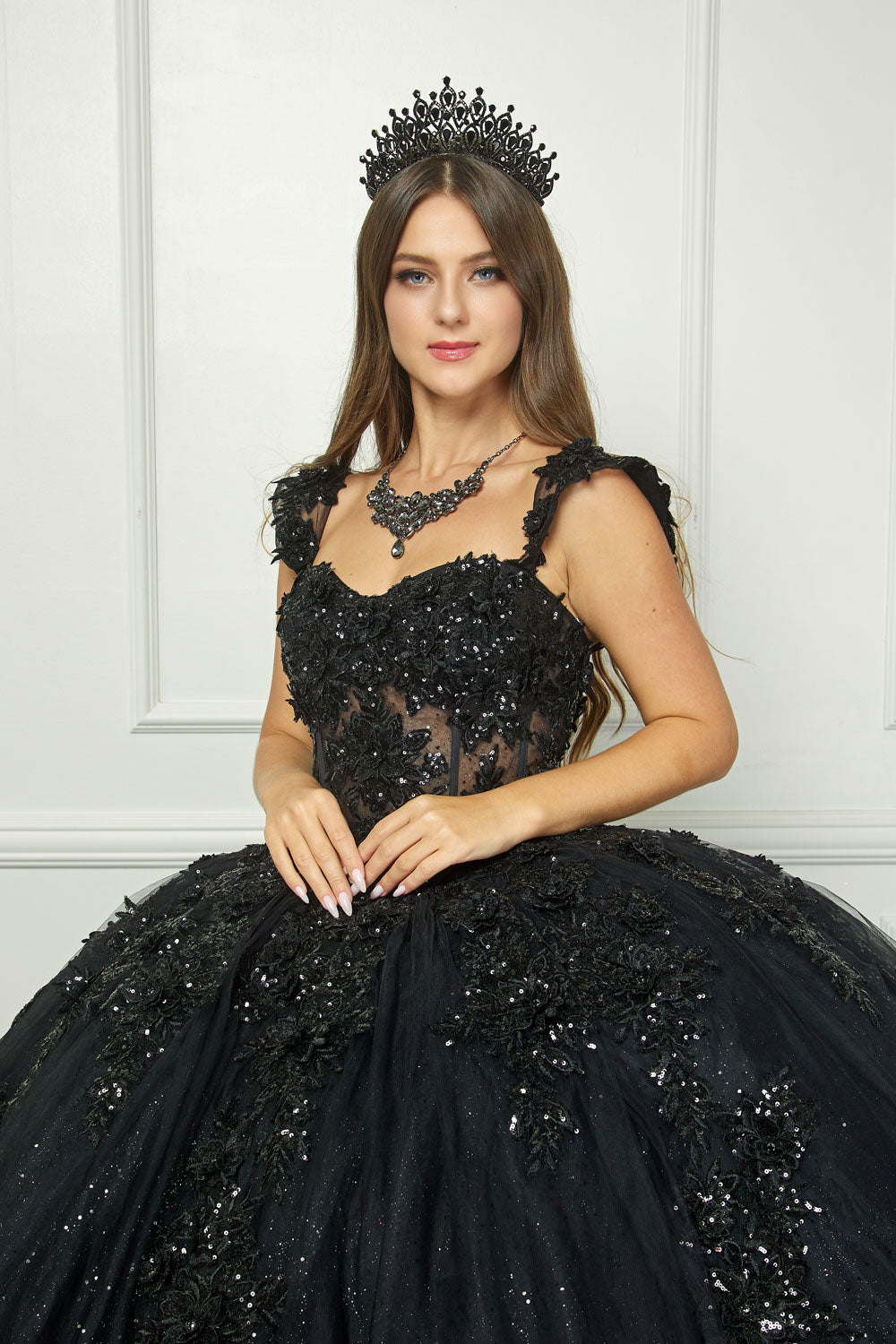 Applique Corset Ball Gown by Bella Princess PQ1070